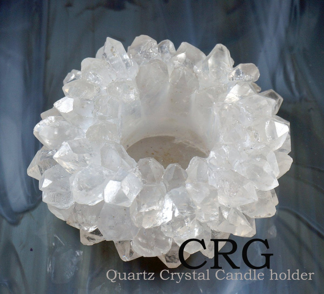 Large 8" Quartz Crown Point TeaLight Candle HolderCrystal River Gems