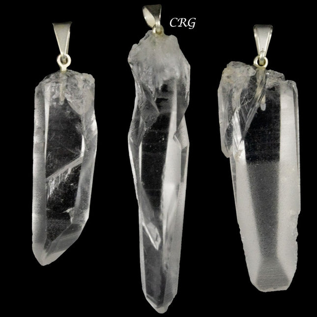 Lemurian Quartz Point Pendants with Silver Bail (5 Pieces) Size 25 to 45 mm Crystal Jewelry Charm