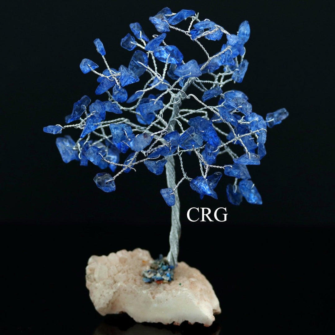 Light Blue Sapphire Like Tree On Crystal Cluster w/Silver WireCrystal River Gems