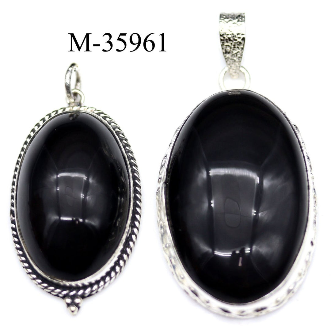 M-35961 - 925 Sterling Silver Rainbow Obsidian Pendants / 26g