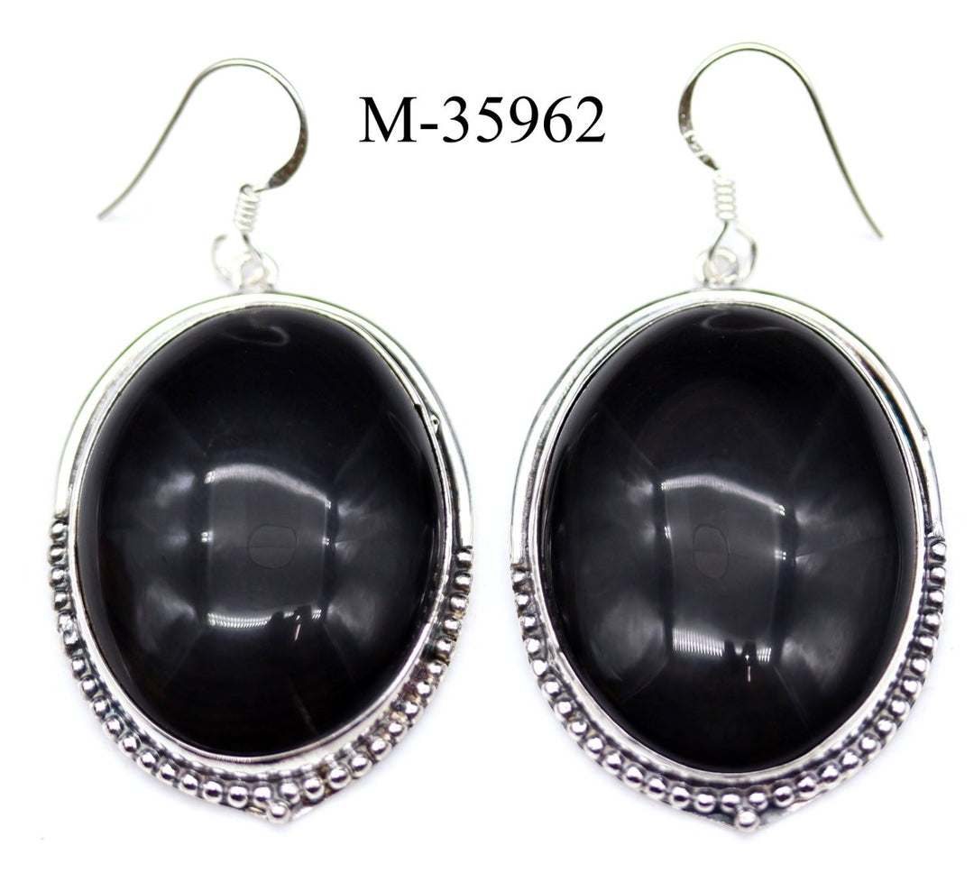 M - 35962 - 925 Sterling Silver Rainbow Obsidian Earrings / 26gCrystal River Gems