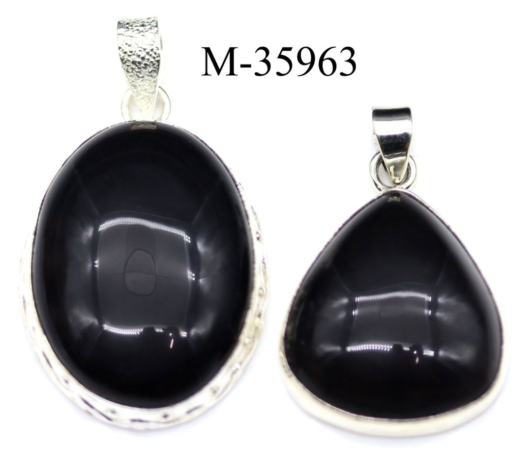 M-35963 - 925 Sterling Silver Rainbow Obsidian Pendants / 22g