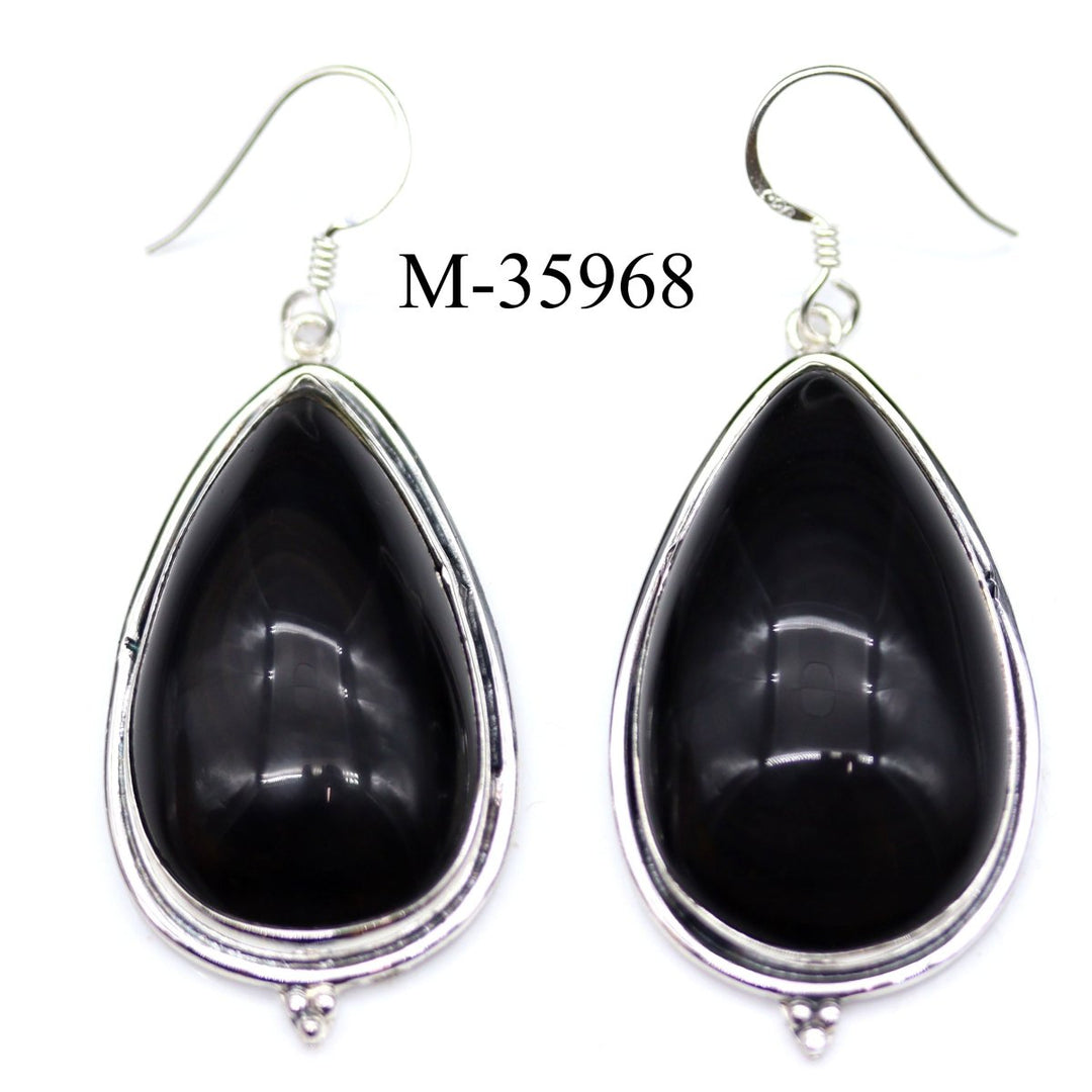 M-35968 - 925 Sterling Silver Rainbow Obsidian Pendants / 22g