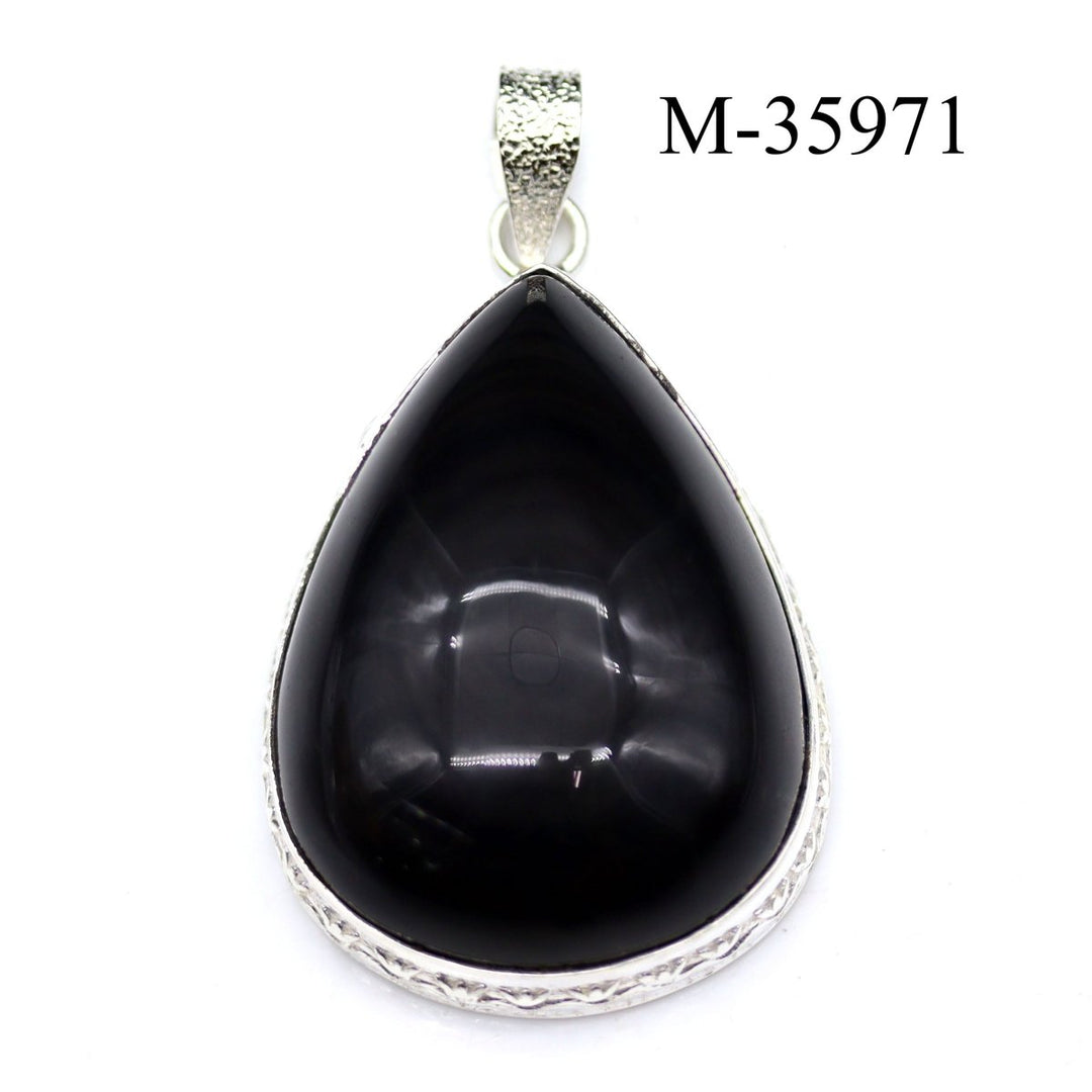 M-35971 - 925 Sterling Silver Rainbow Obsidian Pendants / 22g