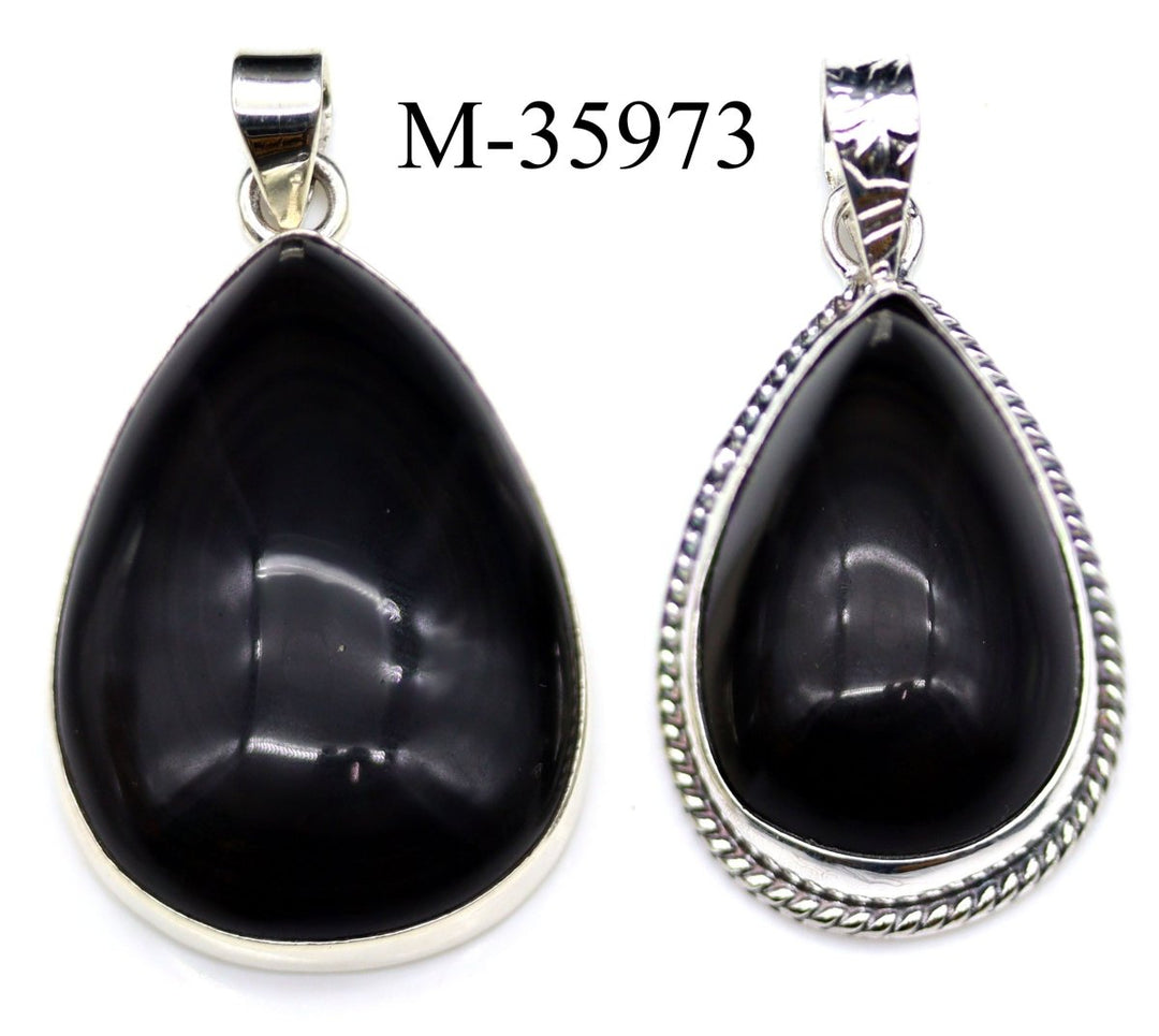 M-35973 - 925 Sterling Silver Rainbow Obsidian Pendants / 22g