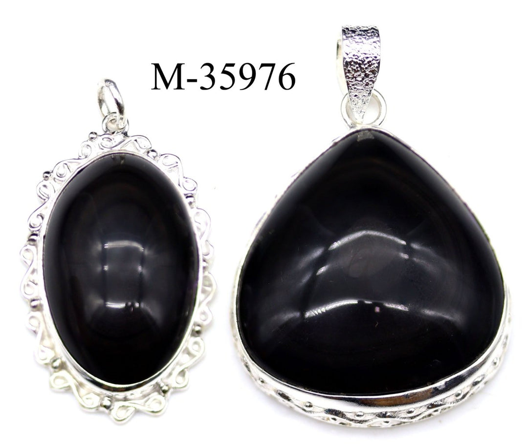 M-35976 - 925 Sterling Silver Rainbow Obsidian Pendants / 28g
