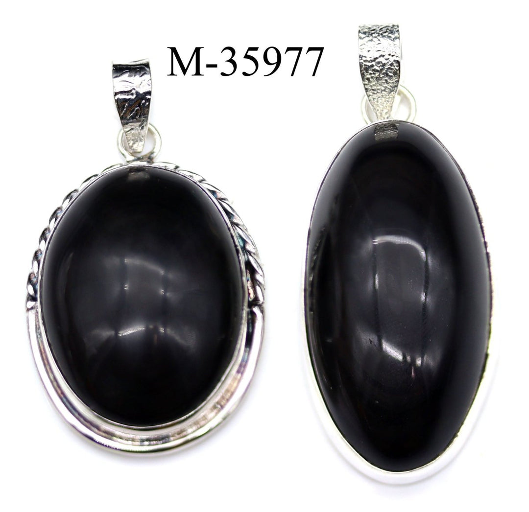 M-35977 - 925 Sterling Silver Rainbow Obsidian Pendants / 28g