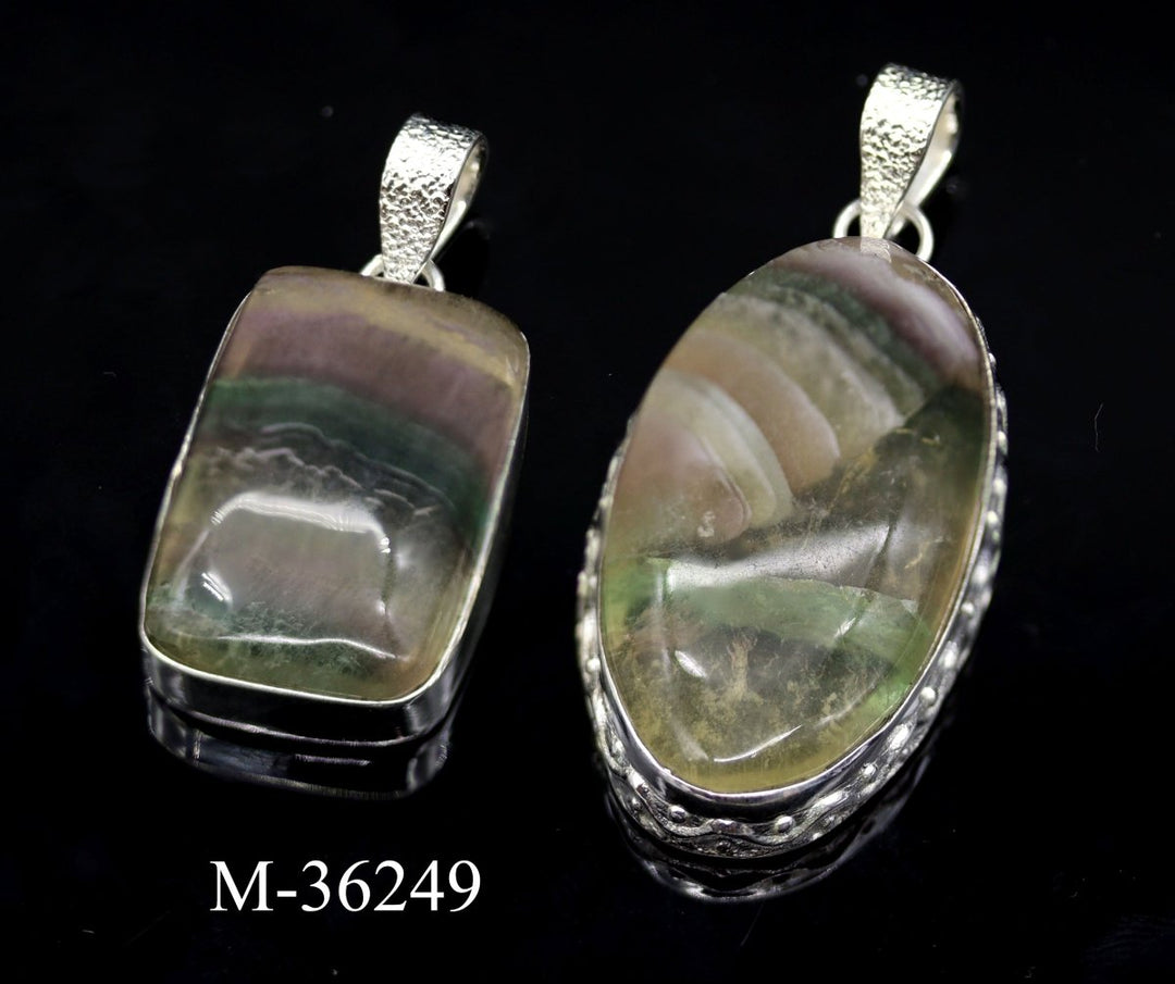 M-36249 - 925 Sterling Silver Rainbow Fluorite Jewelry / 28.3g