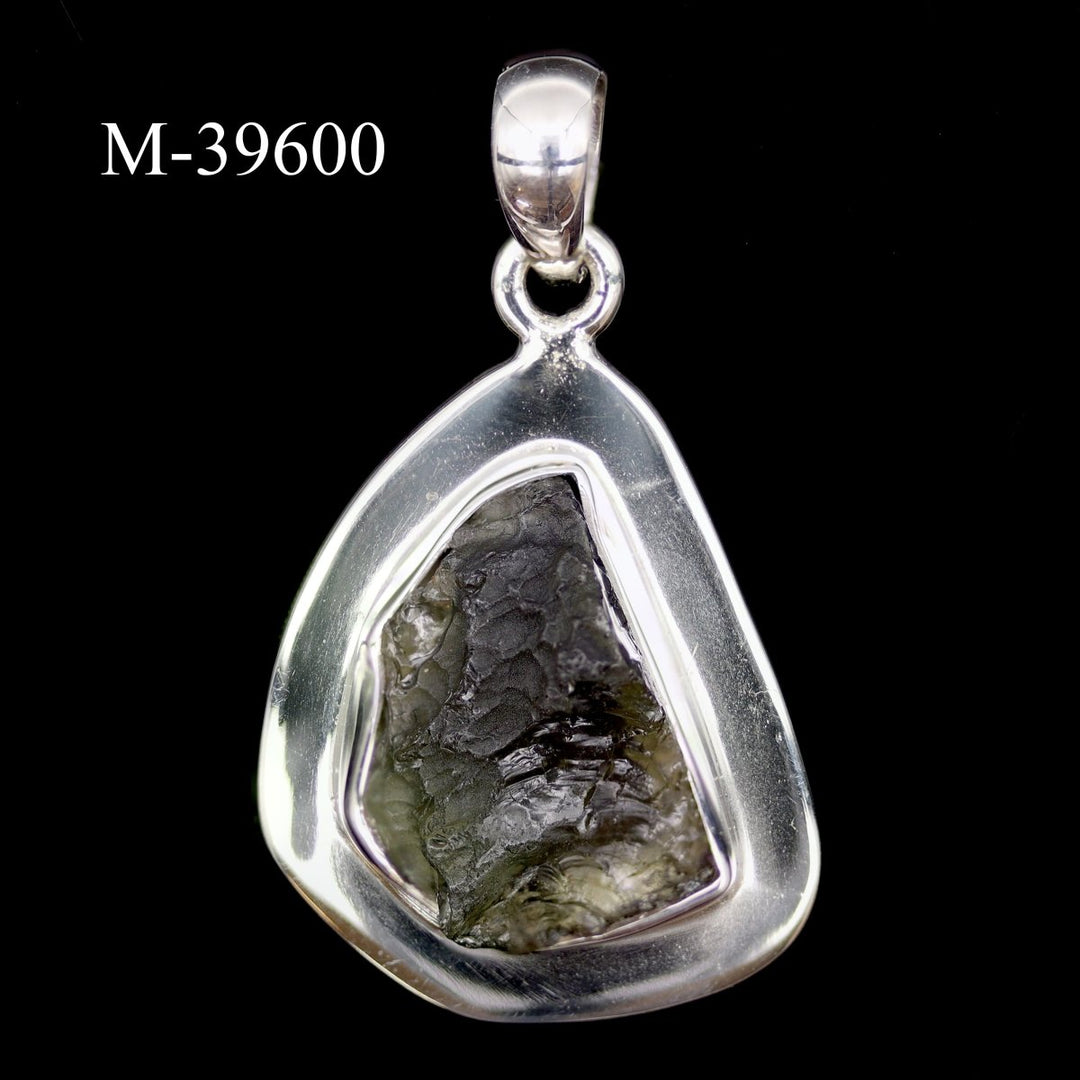 M - 39600 - Moldavite 925 Sterling Silver PendantCrystal River Gems