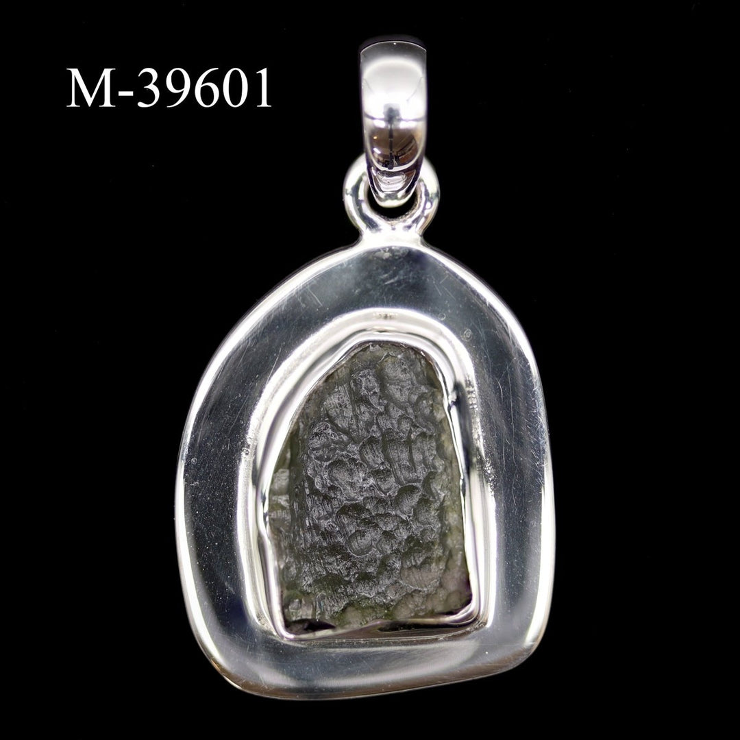 M - 39601 - Moldavite 925 Sterling Silver PendantCrystal River Gems