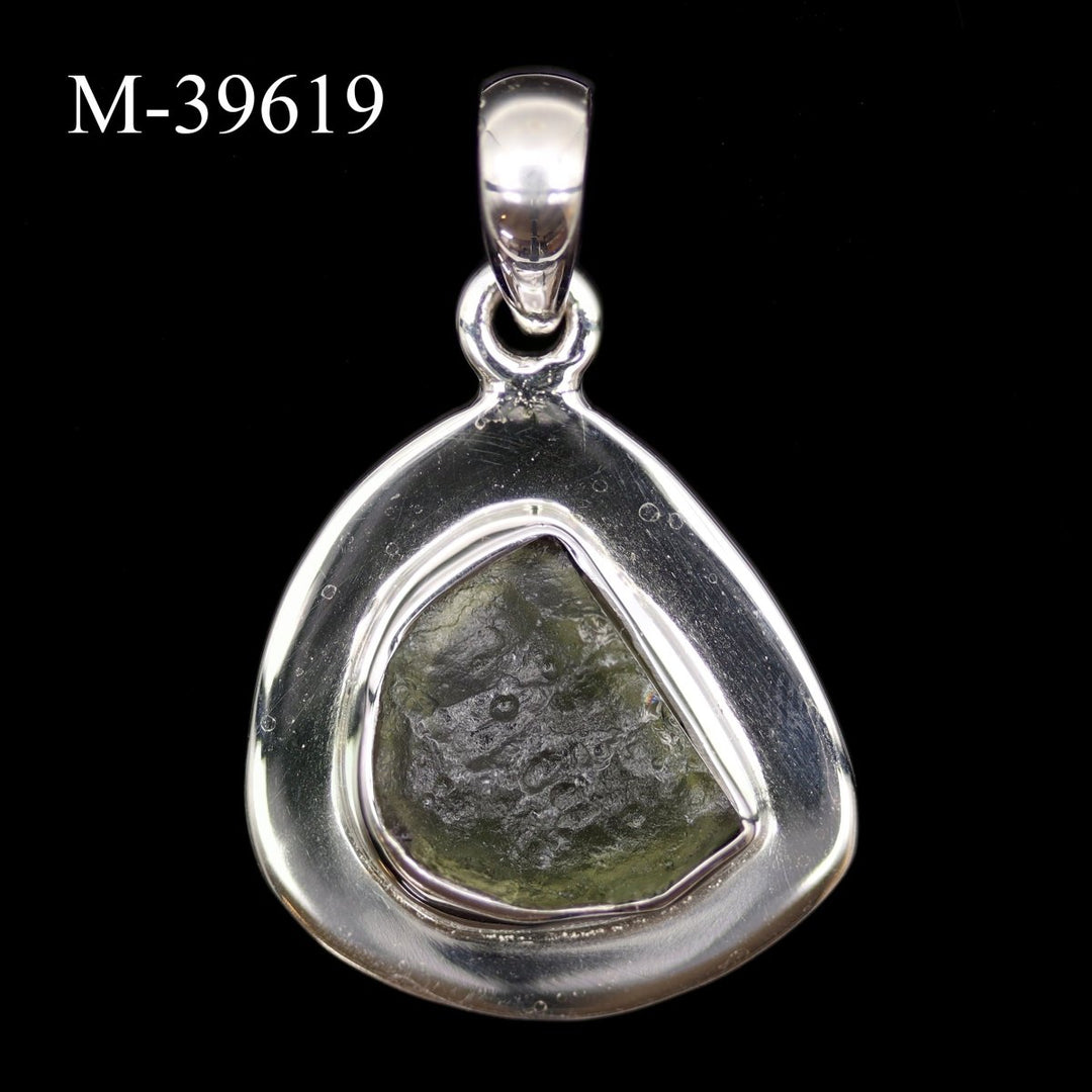 M - 39619 - Moldavite 925 Sterling Silver PendantCrystal River Gems