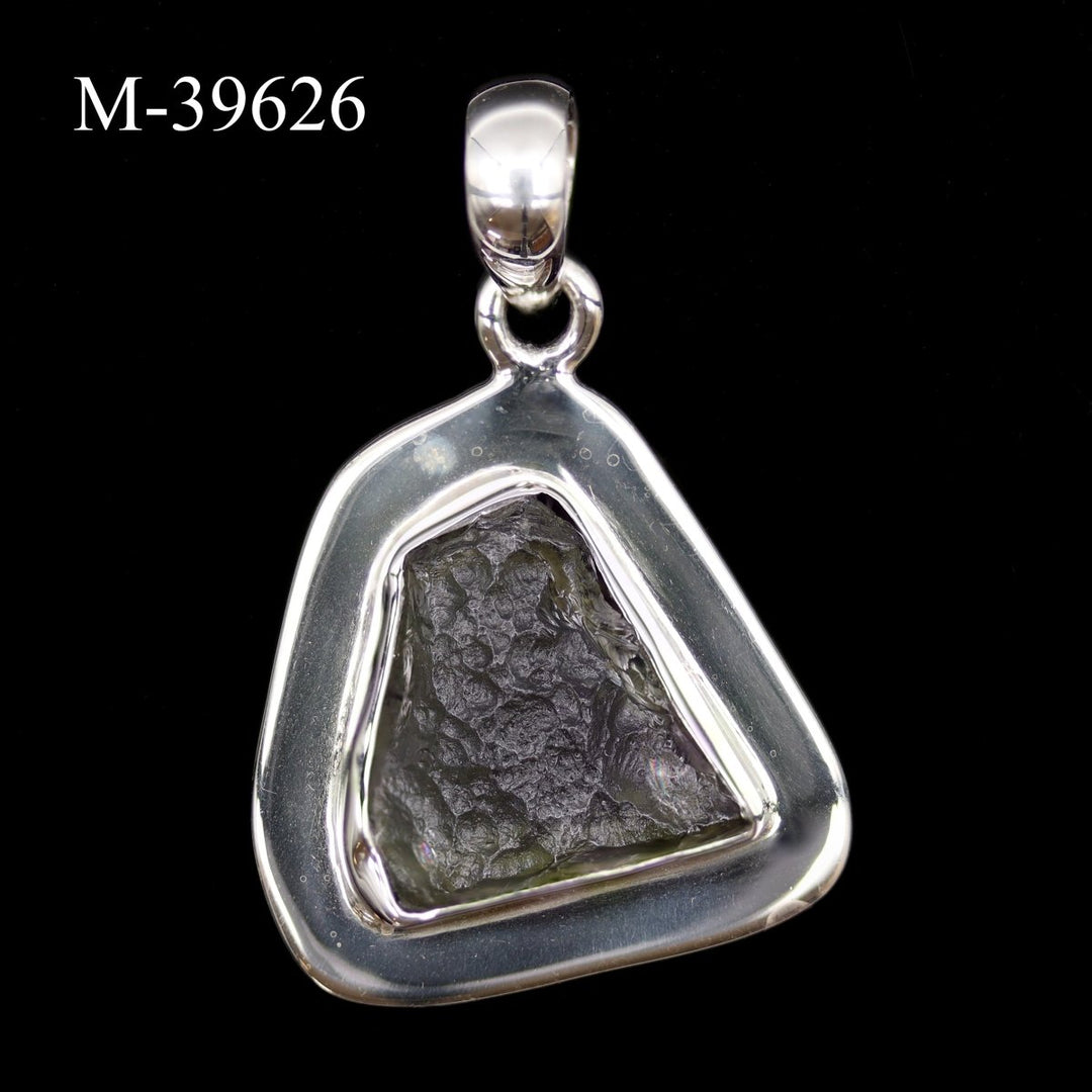 M - 39626 - Moldavite 925 Sterling Silver PendantCrystal River Gems