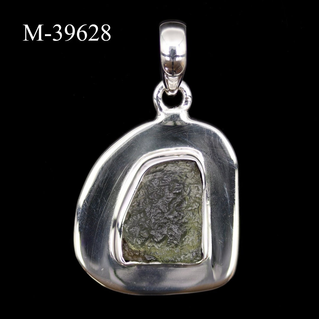 M - 39628 - Moldavite 925 Sterling Silver PendantCrystal River Gems