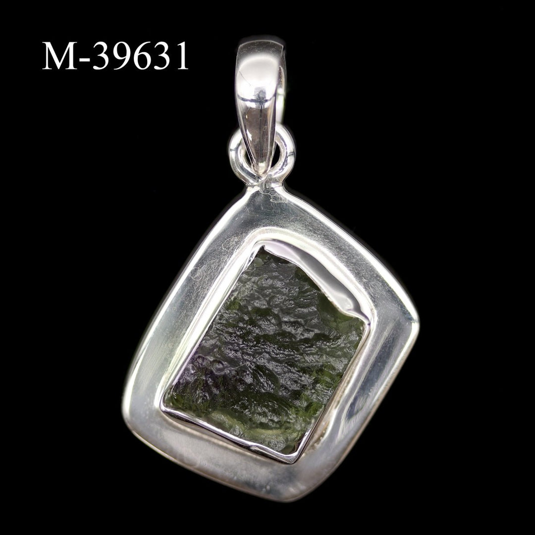 M - 39631 - Moldavite 925 Sterling Silver PendantCrystal River Gems