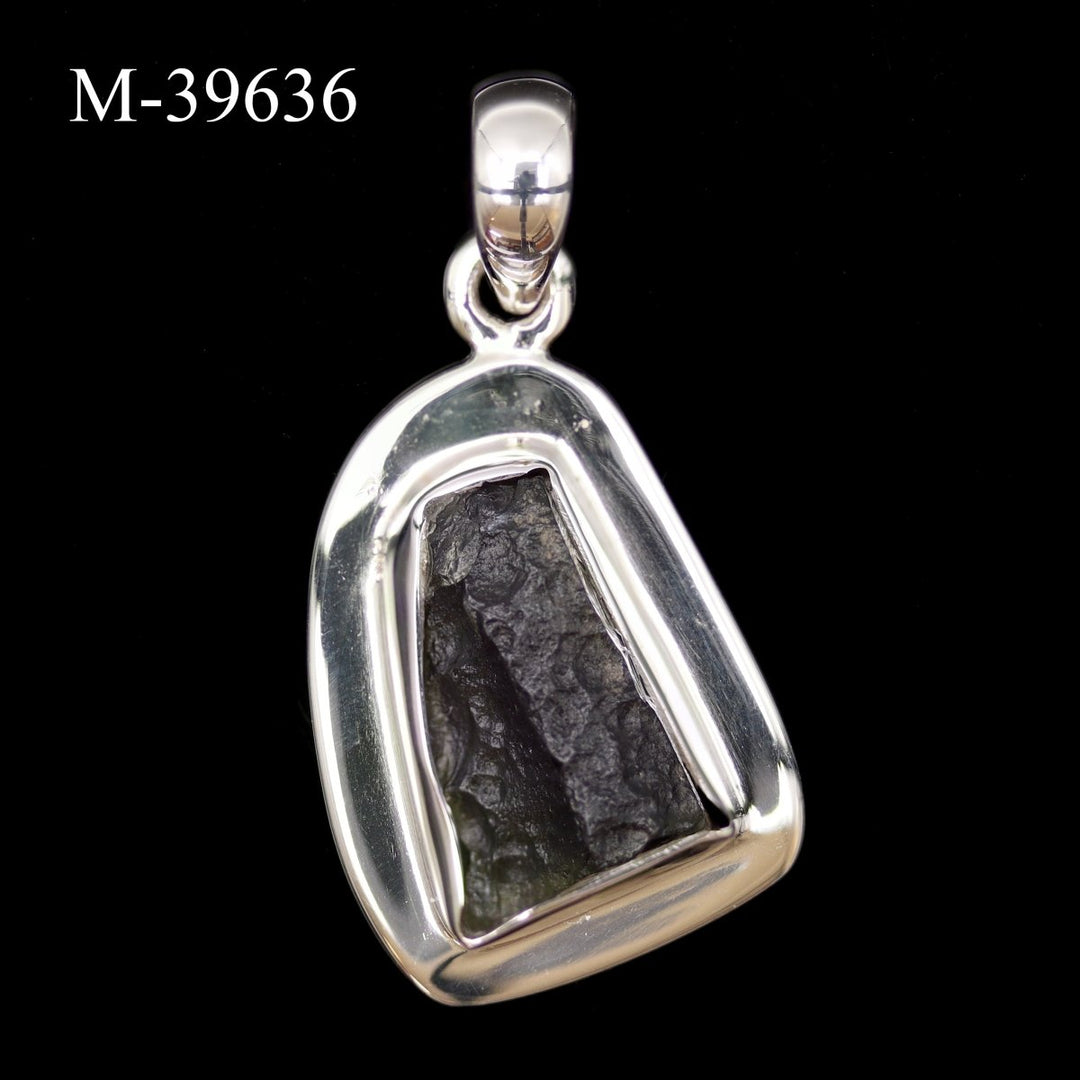 M - 39636 - Moldavite 925 Sterling Silver PendantCrystal River Gems