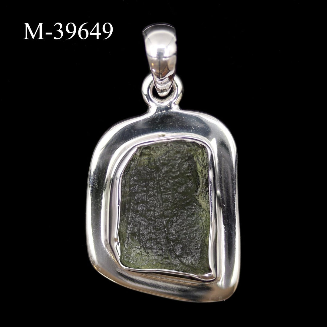 M - 39649 - Moldavite 925 Sterling Silver PendantCrystal River Gems