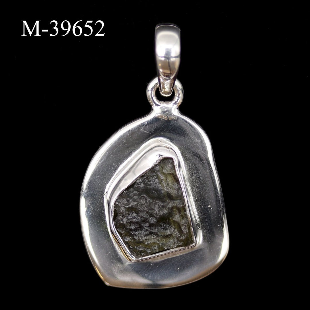 M - 39652 - Moldavite 925 Sterling Silver PendantCrystal River Gems