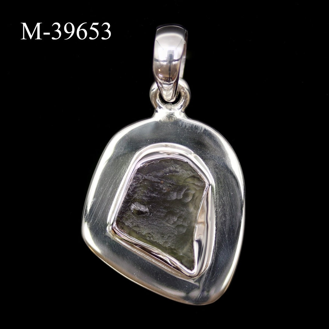 M - 39653 - Moldavite 925 Sterling Silver PendantCrystal River Gems