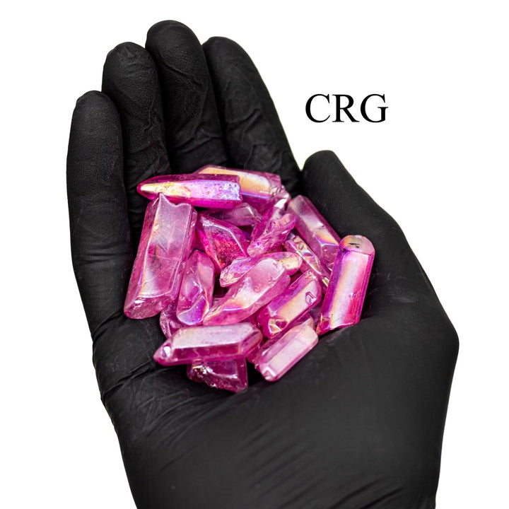 Magenta Aura Quartz Points (1 Pound) Size 1 to 2 Inches Small Polished Faceted Crystal PointsCrystal River Gems
