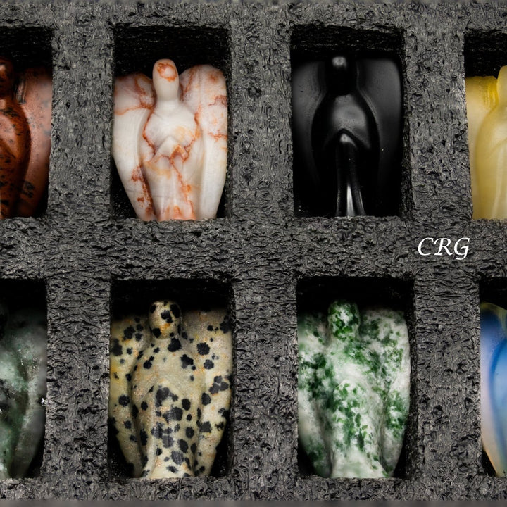 Mini Angel Mixed Gemstone Set (8 Pieces) Size 1.5 Inches Polished Angel Gemstone CarvingsCrystal River Gems