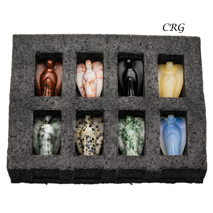 Mini Angel Mixed Gemstone Set (8 Pieces) Size 1.5 Inches Polished Angel Gemstone CarvingsCrystal River Gems