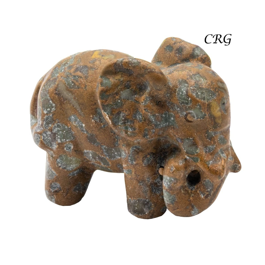 Mixed Gemstone Elephants (4 Pieces) Size 2 Inches Assorted Crystal Animal CarvingsCrystal River Gems