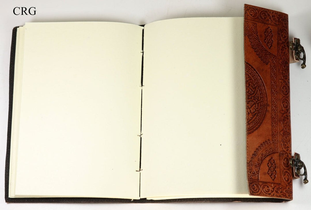 Mixed Gemstone Leather Notebook (1 Piece) Size 9.8 by 7 Inches Assorted Crystal Journal NotepaperCrystal River Gems