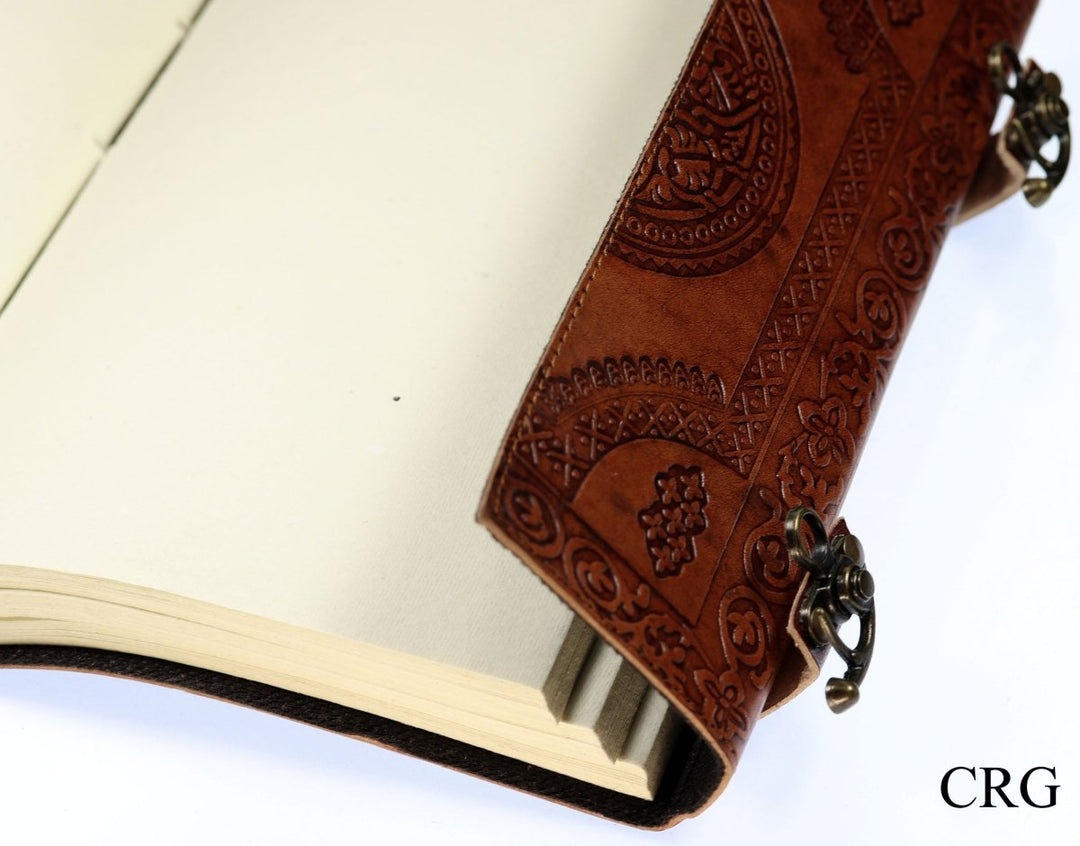 Mixed Gemstone Leather Notebook (1 Piece) Size 9.8 by 7 Inches Assorted Crystal Journal NotepaperCrystal River Gems