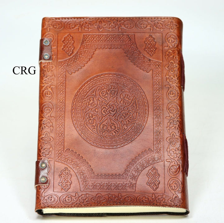 Mixed Gemstone Leather Notebook (1 Piece) Size 9.8 by 7 Inches Assorted Crystal Journal NotepaperCrystal River Gems