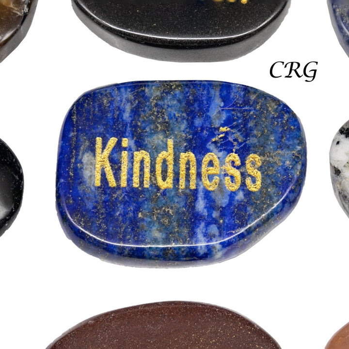 Mixed Worry Stones with Words (50 Pieces) Size 1 Inch Assorted Gemstone Palm StonesCrystal River Gems