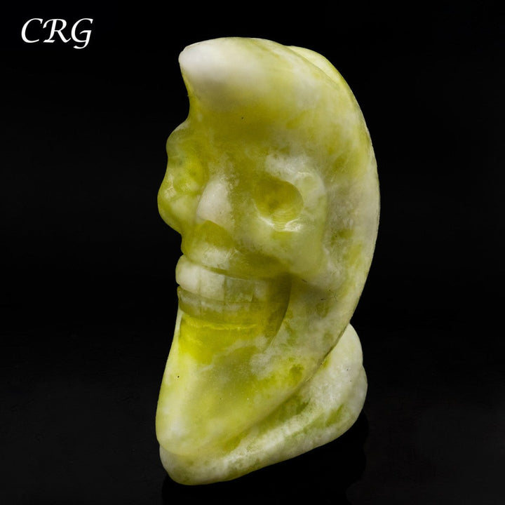 Moon with Skull Face Carving (4 Pieces) Size 4 cm Assorted Standing Crescent Moon FaceCrystal River Gems