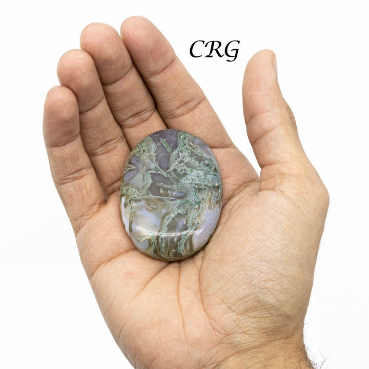 Moss Agate Palm Stone (1 Piece) Size 2 Inches Polished Crystal Worry StoneCrystal River Gems