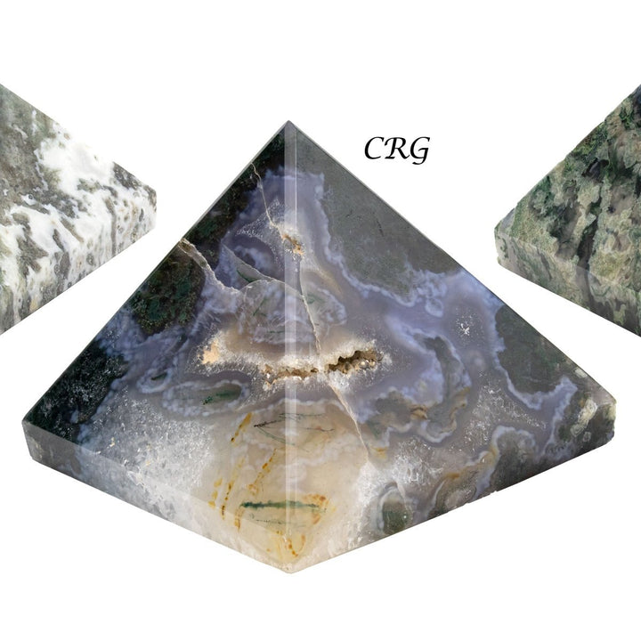 Moss Agate Pyramid (1 Piece) Size 2 to 3 Inches Faceted GemstoneCrystal River Gems