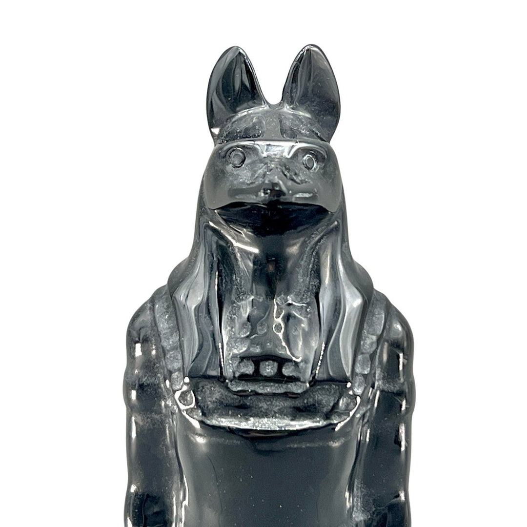 Obsidian Anubis (1 Piece) Size 8 Inches Polished Crystal Carving