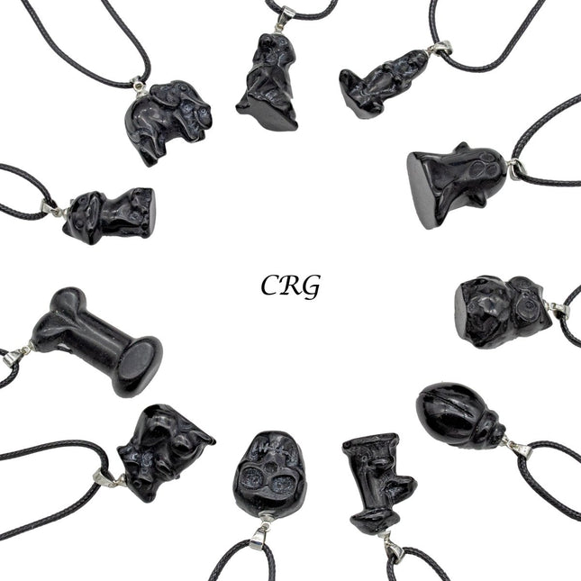Obsidian Figurine Necklace Pendant Set (11 Pieces) Size 1 Inch Crystal Jewelry Collection