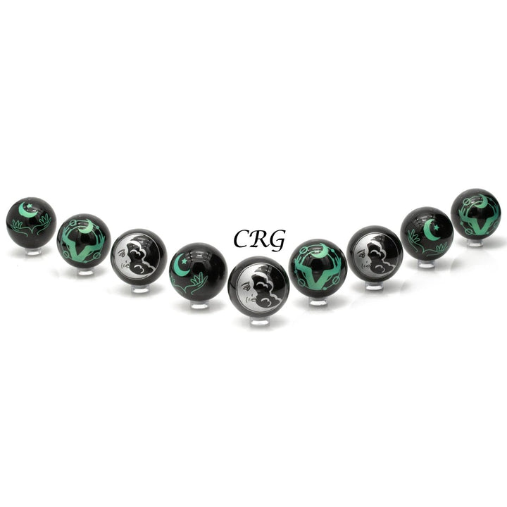 Obsidian Spheres Engraved Set of 4Crystal River Gems