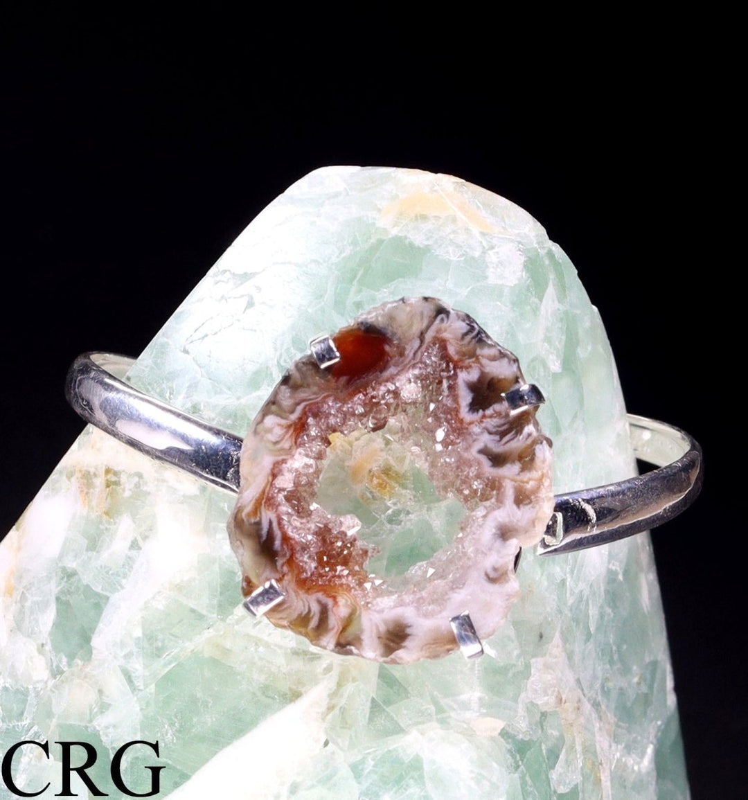 Oco Geode Slice Adjustable Bracelet (1.25 - 2 Inches) (1 Pc) Silver - Plated Geode Crystal JewelryCrystal River Gems