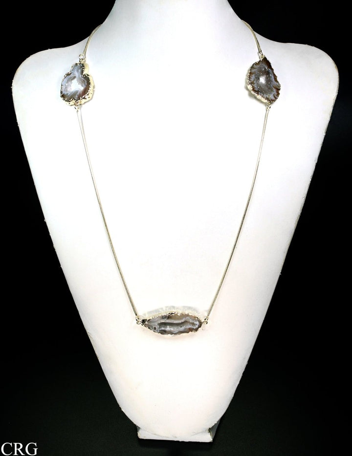 Oco Geode Slice Necklace with Gold Plating (1 Piece) Size 32 Inches Crystal Jewelry CharmCrystal River Gems