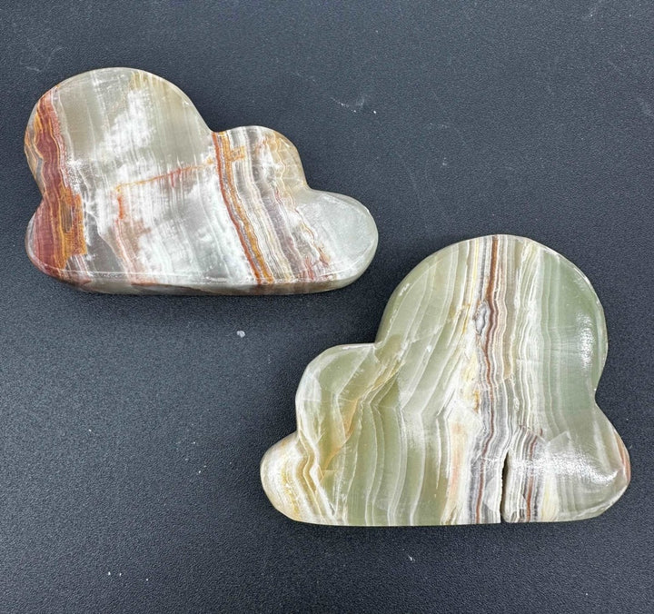 Onyx Green Banded Clouds (1 Kilogram) Size 1.5 to 3.5 Inches Polished Standing Gemstone ShapesCrystal River Gems