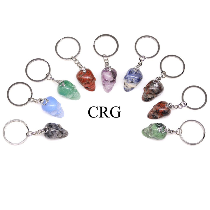 PACK OF 5 - Assorted Gemstone Crystal Skull KeychainsCrystal River Gems