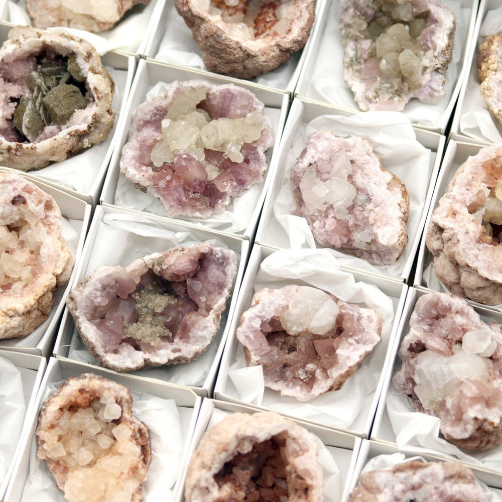 Pink Amethyst with Calcite Inclusions / 2-4" AVG - 24 PIECE FLAT