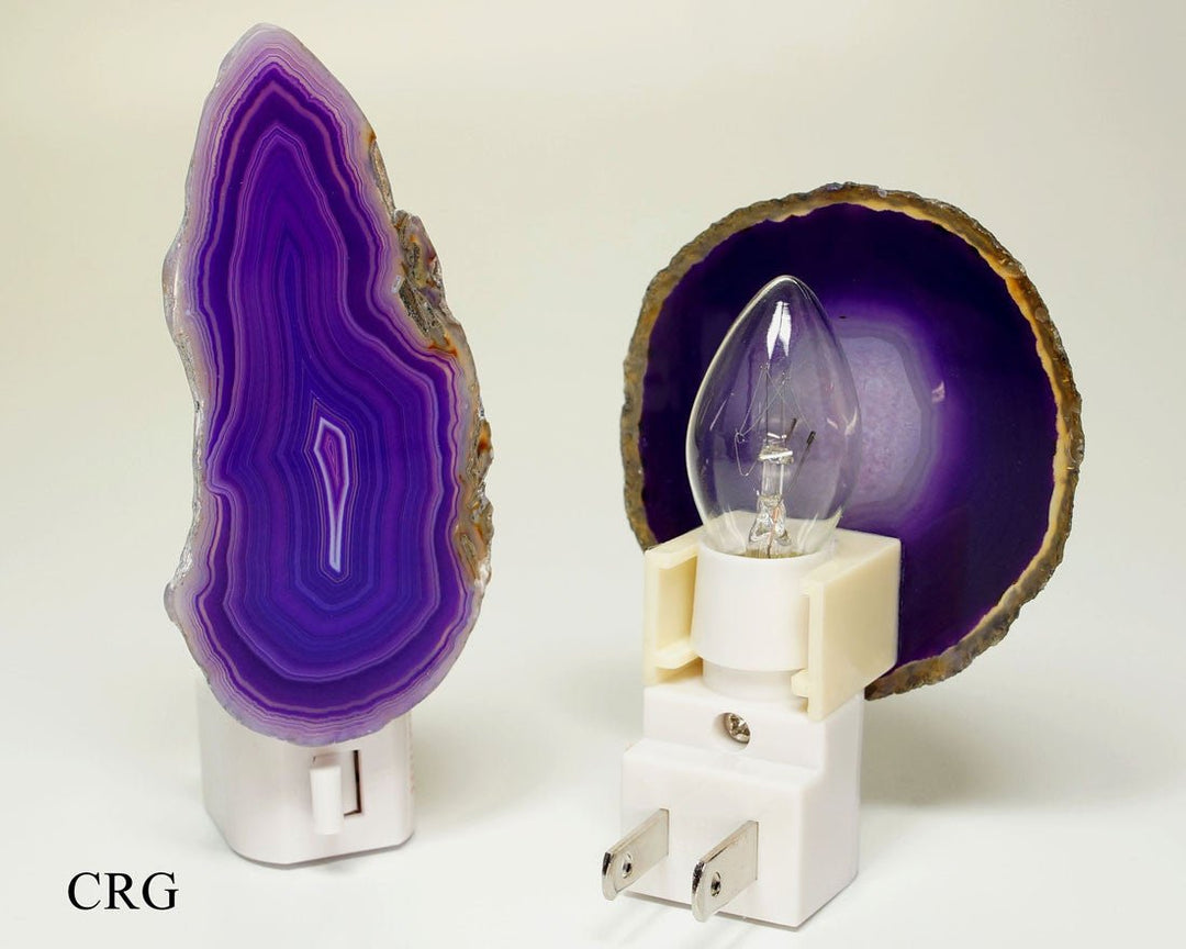 Purple Agate Nightlights Lamp with Bulb and SwitchCrystal River Gems