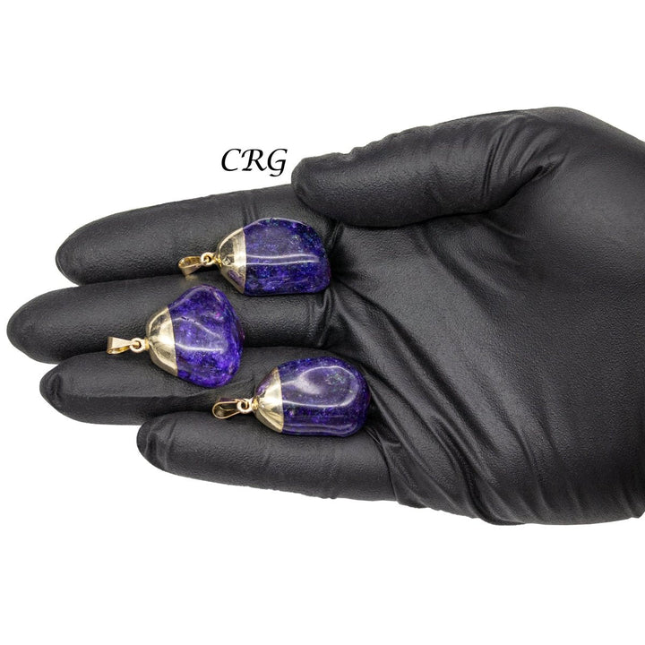 Purple Crackle Quartz Pendant with Gold Plating (4 Pieces) Size 1 to 2 Inches Crystal Jewelry CharmCrystal River Gems