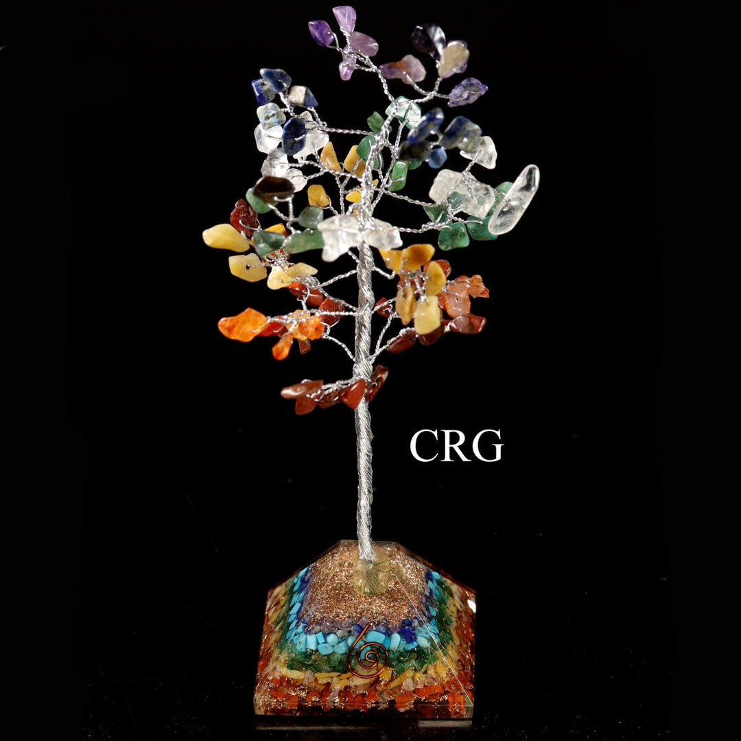 QTY 1 - 7 Stone 100 Chip Tree with Orgonite Pyramid BaseCrystal River Gems