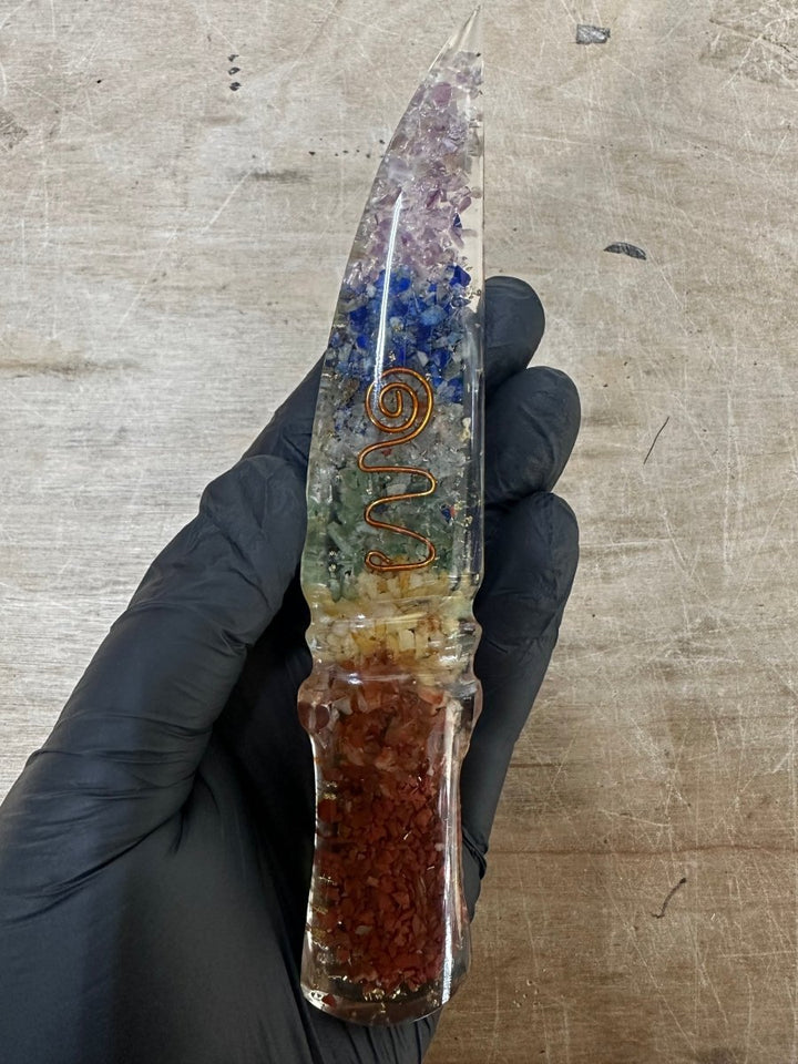 QTY 1 - 7 Stone Orgonite Dagger / 6.5" AvgCrystal River Gems