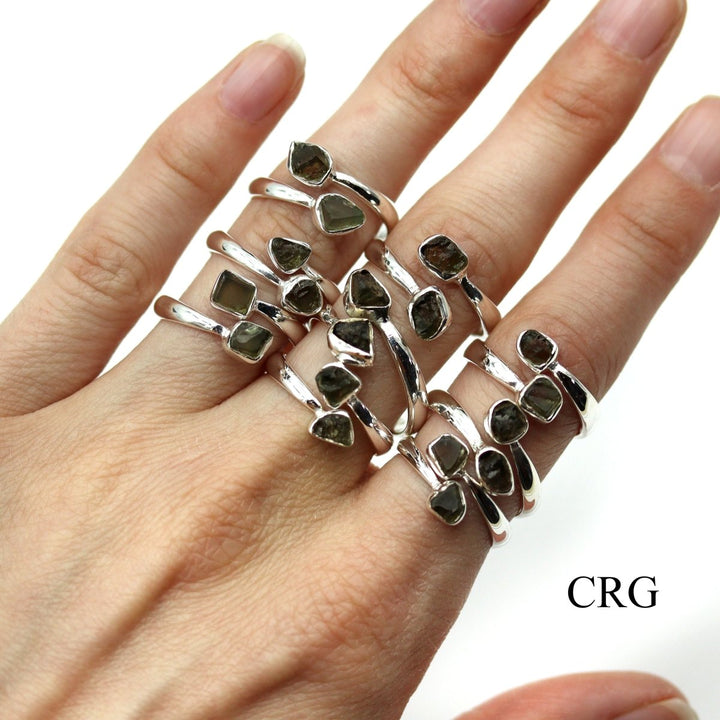 QTY 1 - 925 Sterling Silver Moldavite Rings / ADJUSTABLECrystal River Gems
