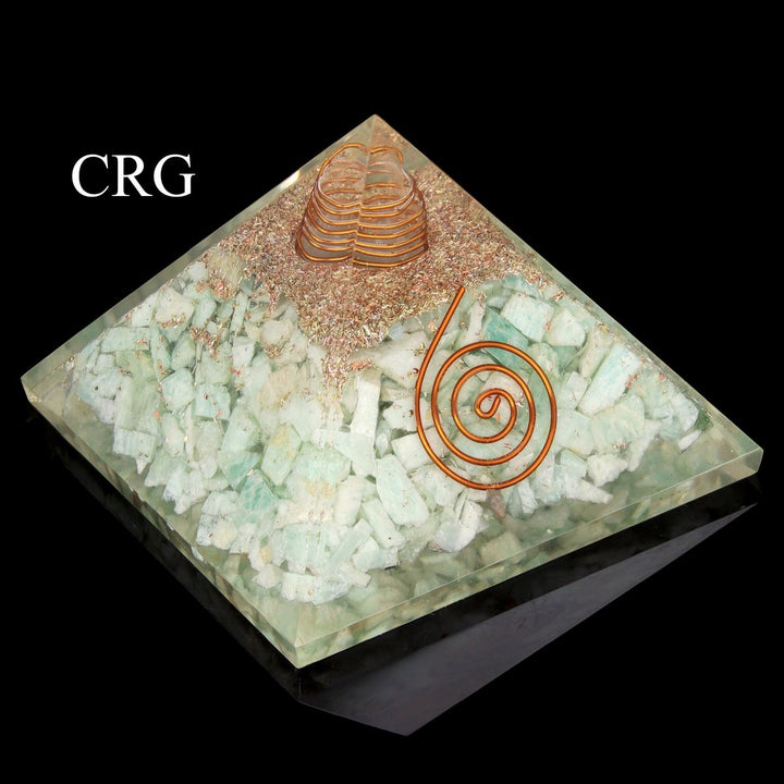 QTY 1 - Amazonite Chip Orgonite Pyramid w/ Copper / 3" AvgCrystal River Gems