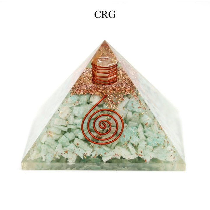 QTY 1 - Amazonite Chip Orgonite Pyramid w/ Copper / 3" AvgCrystal River Gems