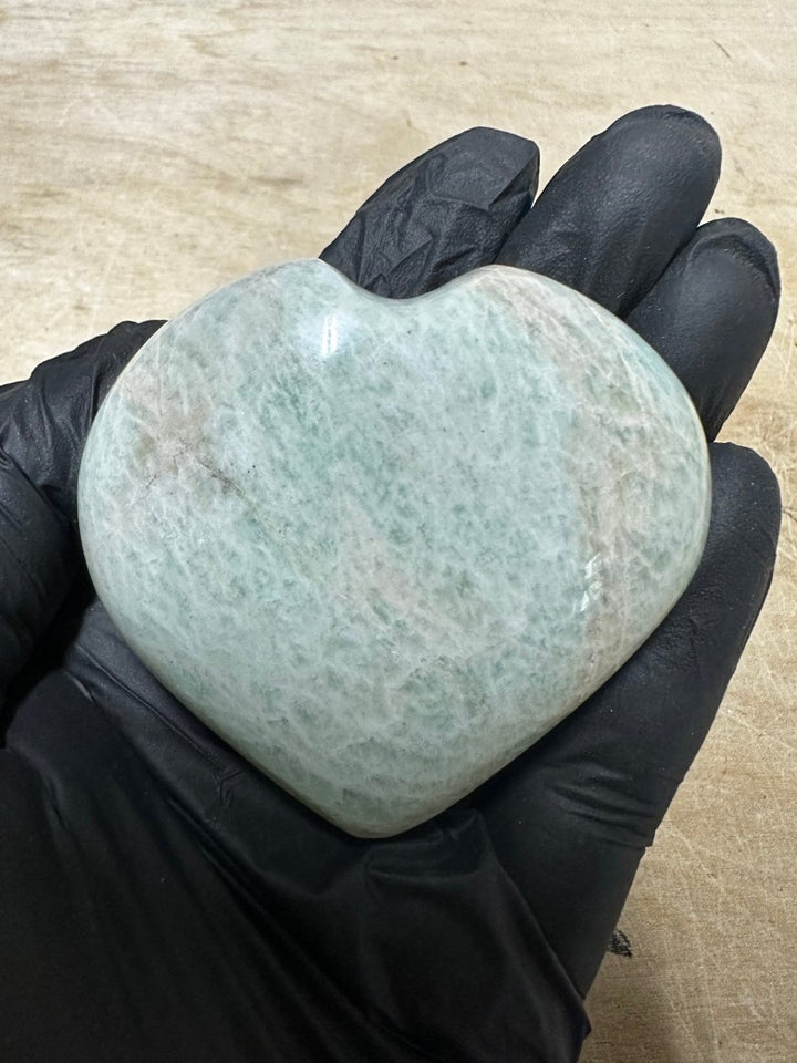 QTY 1 - Amazonite Puffy Heart / XL Palm SizeCrystal River Gems