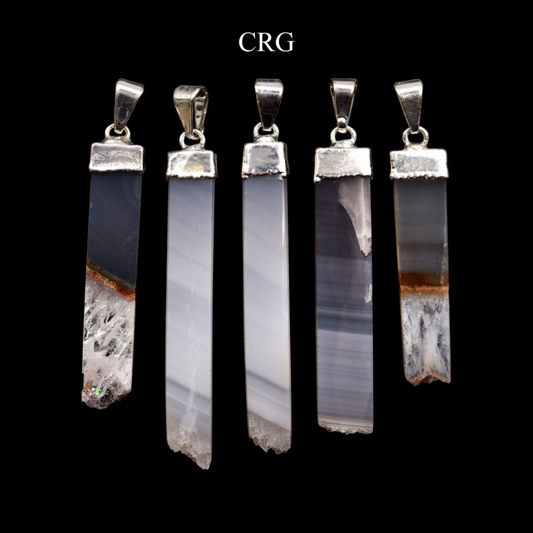 QTY 1 - Amethyst Bar Pendant with Silver Plating / 40 - 50mm AVGCrystal River Gems